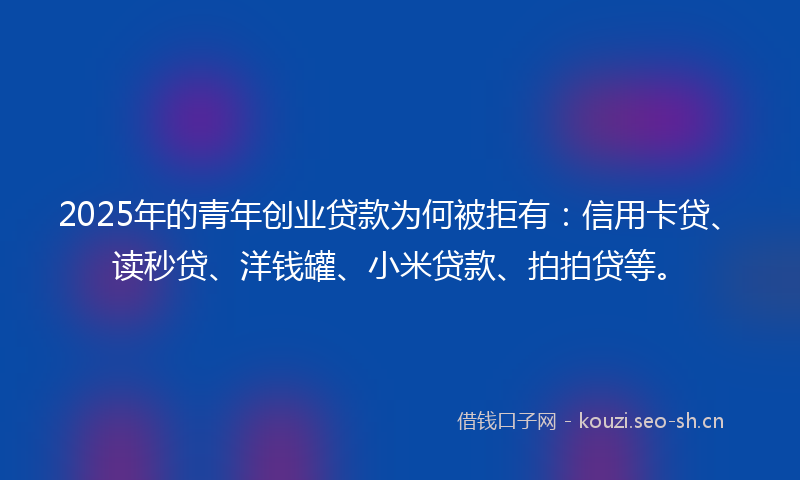 2025年的青年创业贷款为何被拒有：信用卡贷、读秒贷、洋钱罐、小米贷款、拍拍贷等。