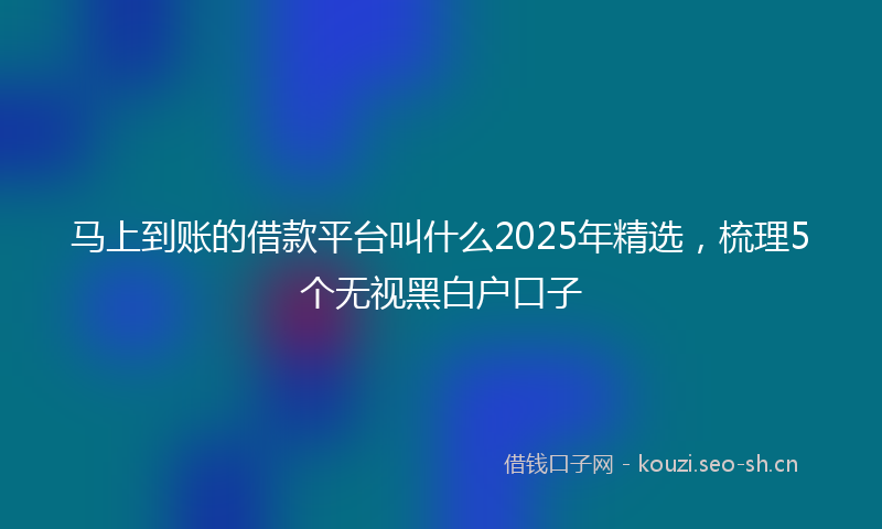马上到账的借款平台叫什么2025年精选，梳理5个无视黑白户口子