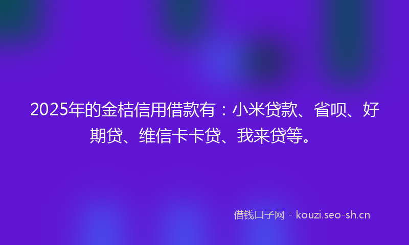 2025年的金桔信用借款有：小米贷款、省呗、好期贷、维信卡卡贷、我来贷等。