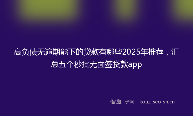 高负债无逾期能下的贷款有哪些2025年推荐，汇总五个秒批无面签贷款app