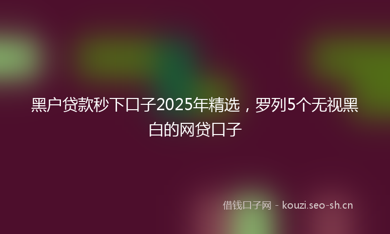 黑户贷款秒下口子2025年精选，罗列5个无视黑白的网贷口子