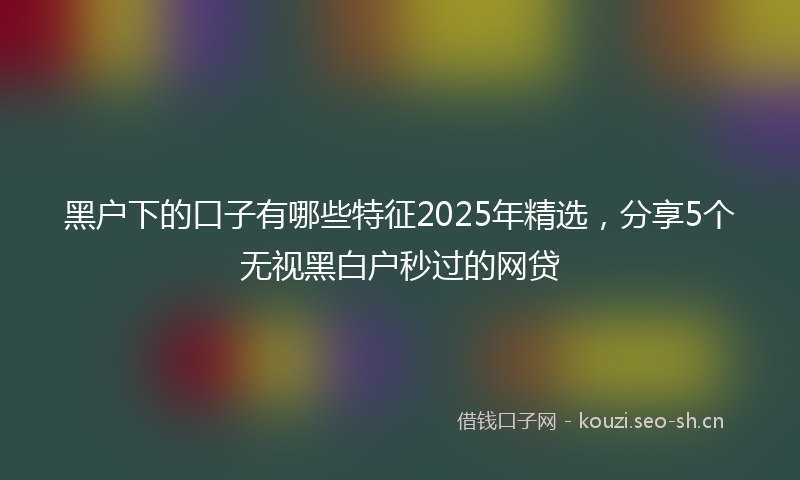 黑户下的口子有哪些特征2025年精选，分享5个无视黑白户秒过的网贷