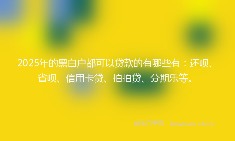 2025年的黑白户都可以贷款的有哪些有:还呗、省呗、信用卡贷、拍拍贷、分期乐等。
