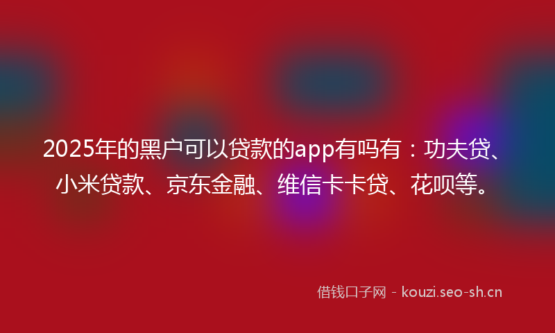 2025年的黑户可以贷款的app有吗有：功夫贷、小米贷款、京东金融、维信卡卡贷、花呗等。