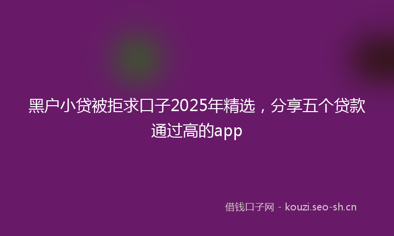 黑户小贷被拒求口子2025年精选，分享五个贷款通过高的app