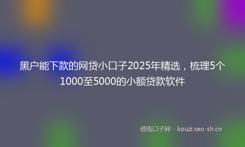 黑户能下款的网贷小口子2025年精选，梳理5个1000至5000的小额贷款软件