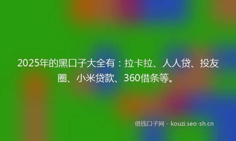 2025年的黑口子大全有：拉卡拉、人人贷、投友圈、小米贷款、360借条等。