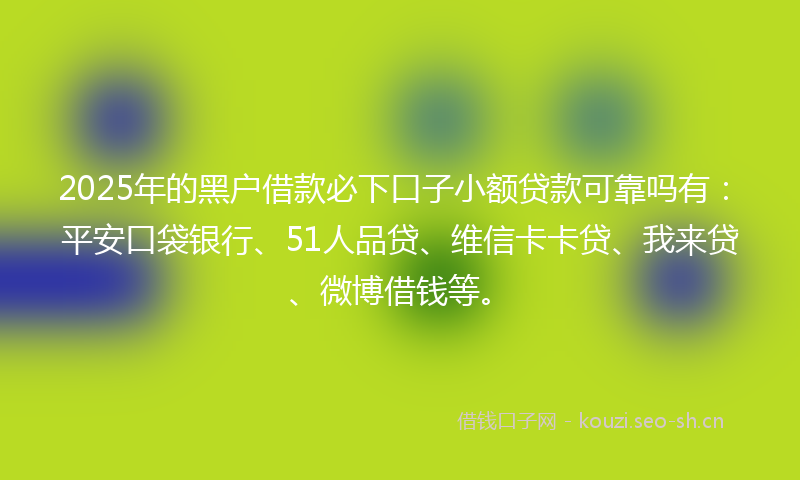 2025年的黑户借款必下口子小额贷款可靠吗有：平安口袋银行、51人品贷、维信卡卡贷、我来贷、微博借钱等。