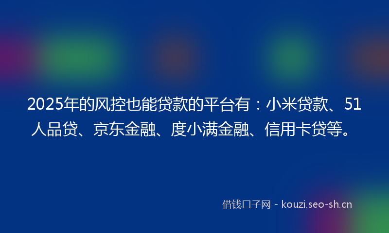 2025年的风控也能贷款的平台有：小米贷款、51人品贷、京东金融、度小满金融、信用卡贷等。