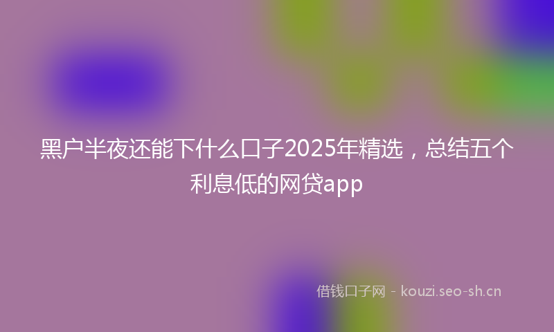 黑户半夜还能下什么口子2025年精选，总结五个利息低的网贷app