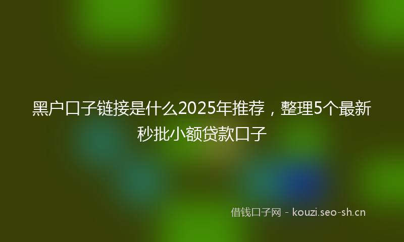 黑户口子链接是什么2025年推荐，整理5个最新秒批小额贷款口子