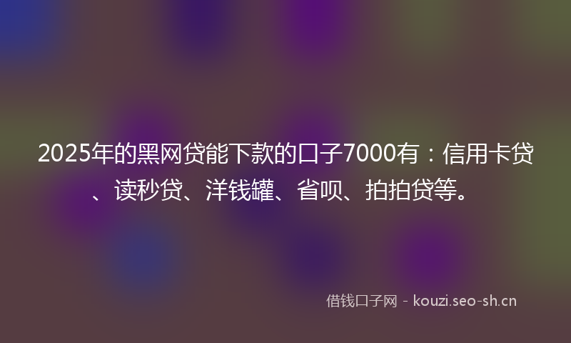 2025年的黑网贷能下款的口子7000有：信用卡贷、读秒贷、洋钱罐、省呗、拍拍贷等。