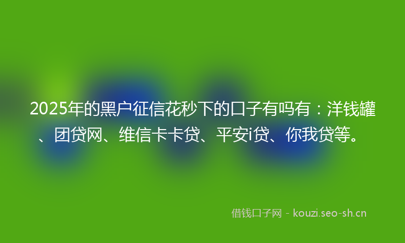 2025年的黑户征信花秒下的口子有吗有：洋钱罐、团贷网、维信卡卡贷、平安i贷、你我贷等。