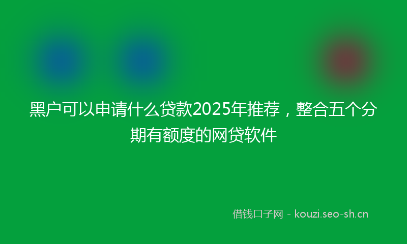 黑户可以申请什么贷款2025年推荐，整合五个分期有额度的网贷软件