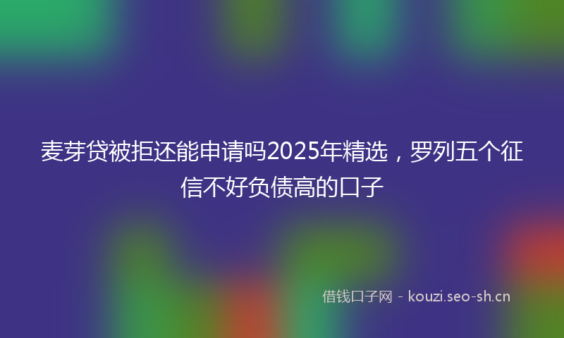 麦芽贷被拒还能申请吗2025年精选，罗列五个征信不好负债高的口子