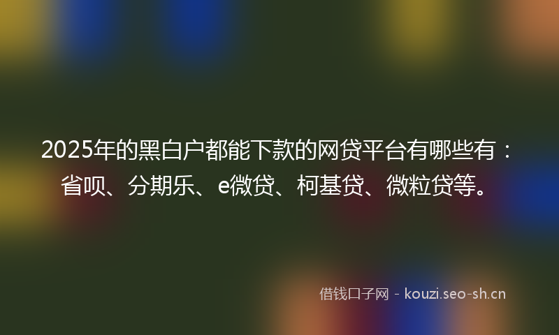 2025年的黑白户都能下款的网贷平台有哪些有：省呗、分期乐、e微贷、柯基贷、微粒贷等。