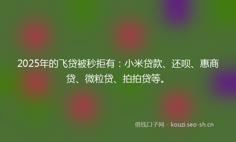 2025年的飞贷被秒拒有：小米贷款、还呗、惠商贷、微粒贷、拍拍贷等。