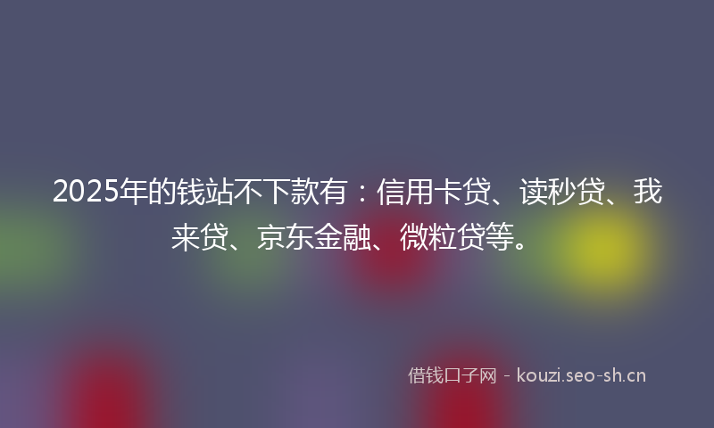 2025年的钱站不下款有：信用卡贷、读秒贷、我来贷、京东金融、微粒贷等。