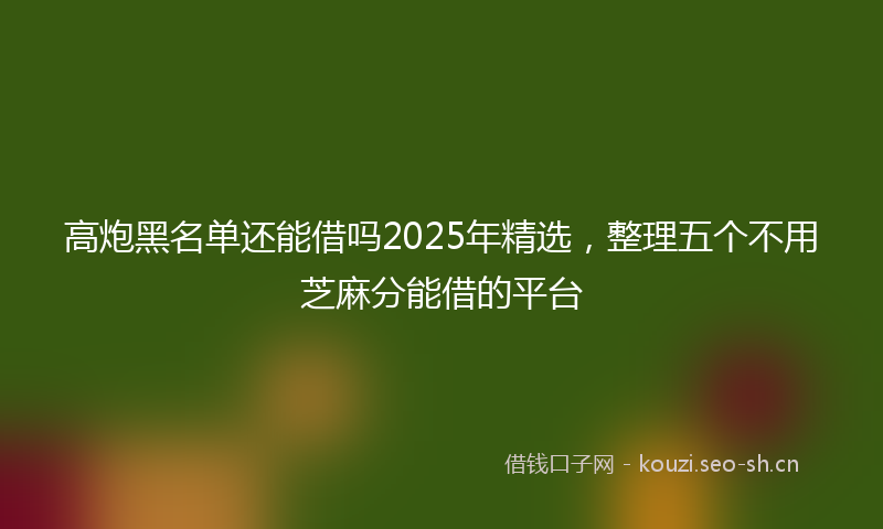 高炮黑名单还能借吗2025年精选，整理五个不用芝麻分能借的平台