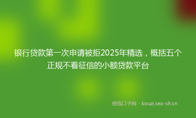 银行贷款第一次申请被拒2025年精选，概括五个正规不看征信的小额贷款平台