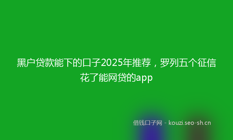 黑户贷款能下的口子2025年推荐，罗列五个征信花了能网贷的app