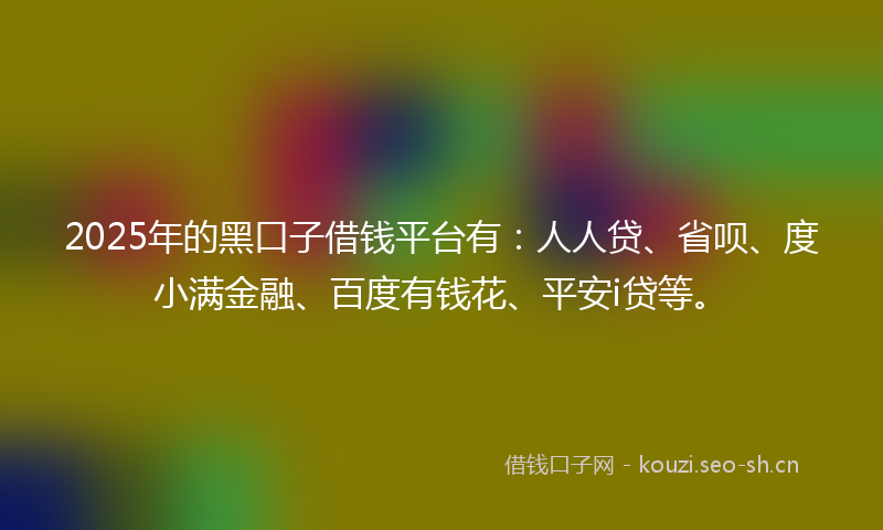 2025年的黑口子借钱平台有：人人贷、省呗、度小满金融、百度有钱花、平安i贷等。