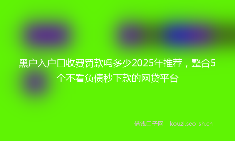 黑户入户口收费罚款吗多少2025年推荐，整合5个不看负债秒下款的网贷平台