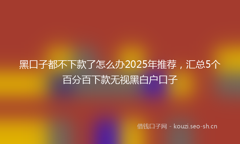 黑口子都不下款了怎么办2025年推荐，汇总5个百分百下款无视黑白户口子