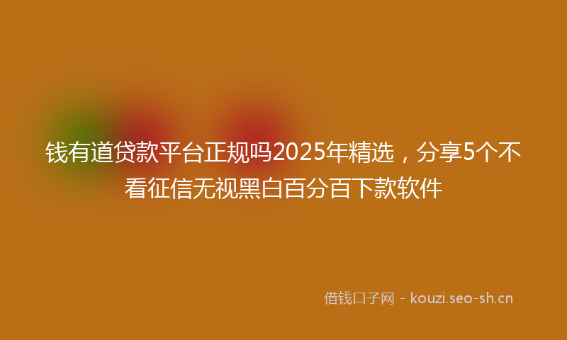 钱有道贷款平台正规吗2025年精选，分享5个不看征信无视黑白百分百下款软件