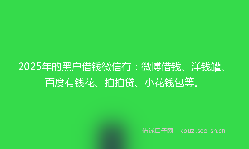 2025年的黑户借钱微信有:微博借钱、洋钱罐、百度有钱花、拍拍贷、小花钱包等。