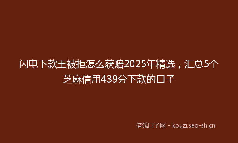 闪电下款王被拒怎么获赔2025年精选，汇总5个芝麻信用439分下款的口子