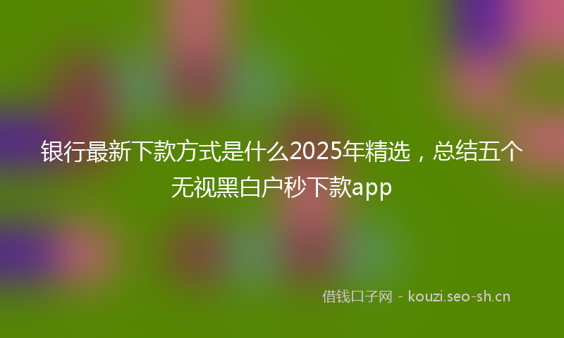 银行最新下款方式是什么2025年精选，总结五个无视黑白户秒下款app