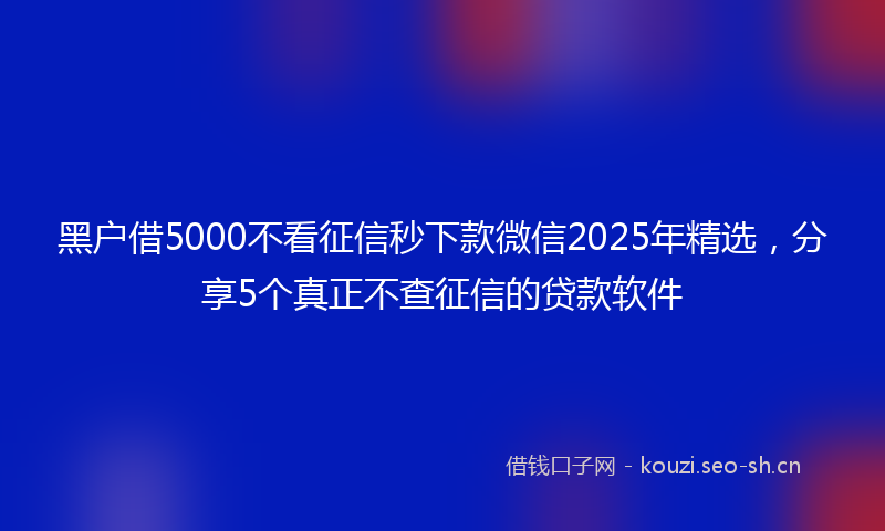 黑户借5000不看征信秒下款微信2025年精选,分享5个真正不查征信的贷款软件