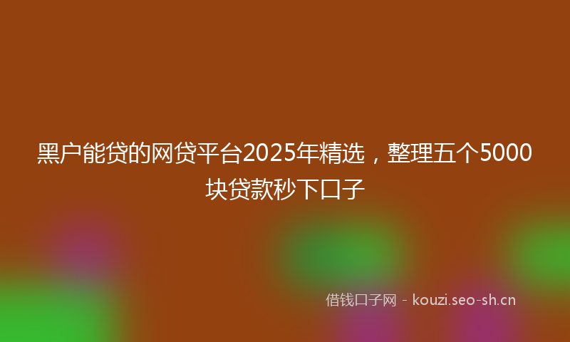 黑户能贷的网贷平台2025年精选，整理五个5000块贷款秒下口子