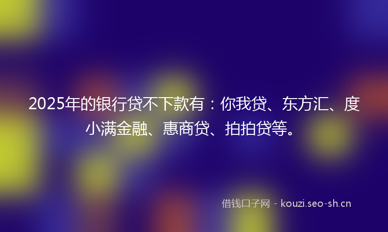 2025年的银行贷不下款有：你我贷、东方汇、度小满金融、惠商贷、拍拍贷等。