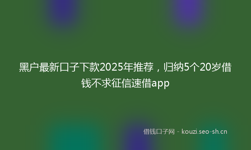 黑户最新口子下款2025年推荐，归纳5个20岁借钱不求征信速借app