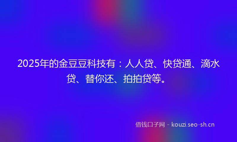 2025年的金豆豆科技有：人人贷、快贷通、滴水贷、替你还、拍拍贷等。