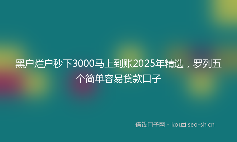 黑户烂户秒下3000马上到账2025年精选，罗列五个简单容易贷款口子