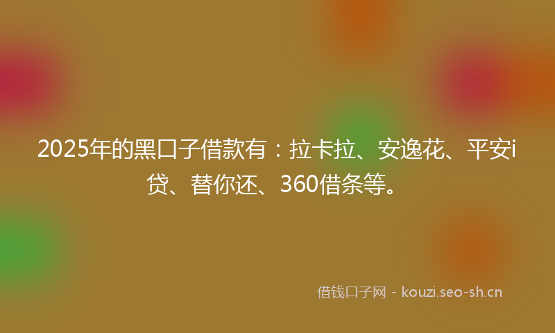 2025年的黑口子借款有：拉卡拉、安逸花、平安i贷、替你还、360借条等。