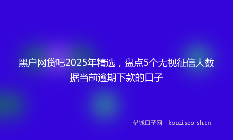 黑户网贷吧2025年精选，盘点5个无视征信大数据当前逾期下款的口子