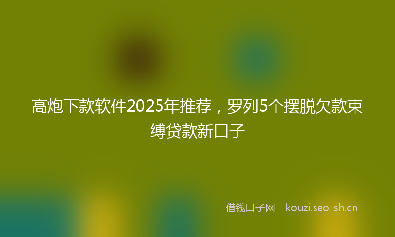 高炮下款软件2025年推荐,罗列5个摆脱欠款束缚贷款新口子