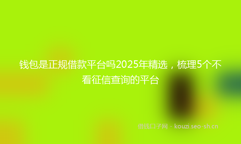 钱包是正规借款平台吗2025年精选，梳理5个不看征信查询的平台