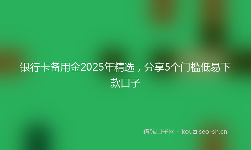 银行卡备用金2025年精选，分享5个门槛低易下款口子