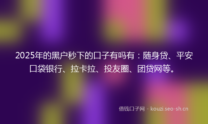 2025年的黑户秒下的口子有吗有:随身贷、平安口袋银行、拉卡拉、投友圈、团贷网等。