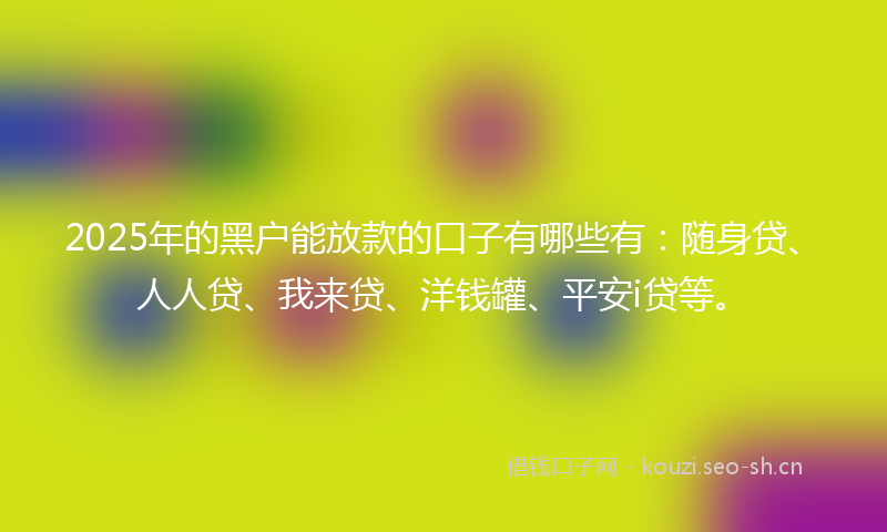 2025年的黑户能放款的口子有哪些有：随身贷、人人贷、我来贷、洋钱罐、平安i贷等。
