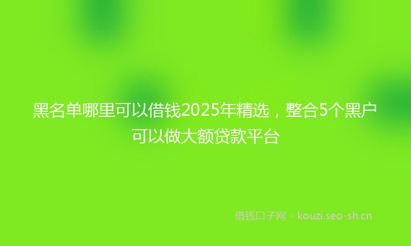 黑名单哪里可以借钱2025年精选,整合5个黑户可以做大额贷款平台