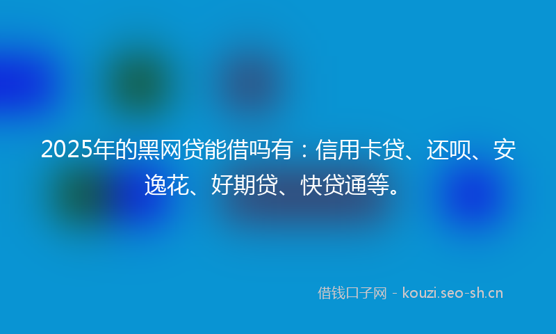 2025年的黑网贷能借吗有：信用卡贷、还呗、安逸花、好期贷、快贷通等。