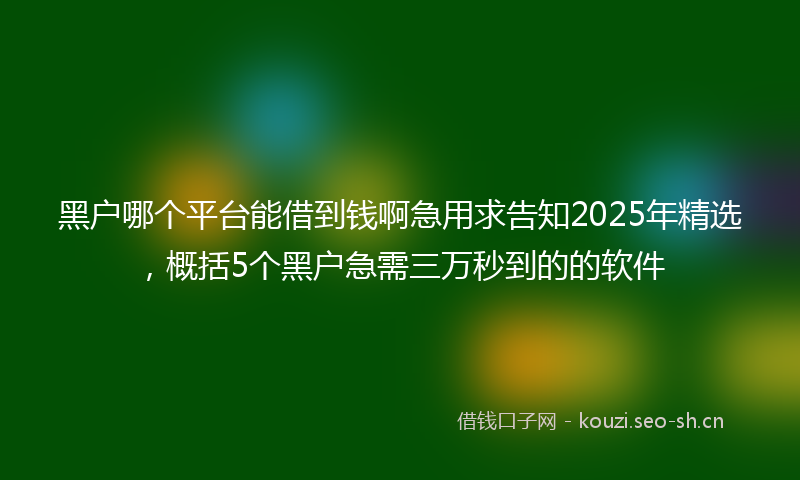 黑户哪个平台能借到钱啊急用求告知2025年精选，概括5个黑户急需三万秒到的的软件
