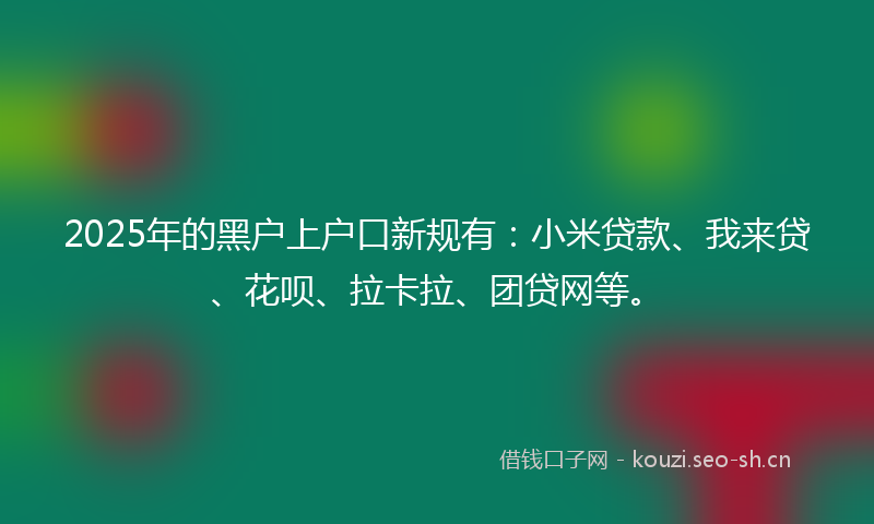 2025年的黑户上户口新规有：小米贷款、我来贷、花呗、拉卡拉、团贷网等。