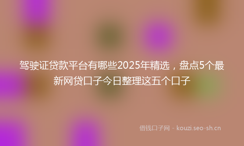驾驶证贷款平台有哪些2025年精选，盘点5个最新网贷口子今日整理这五个口子